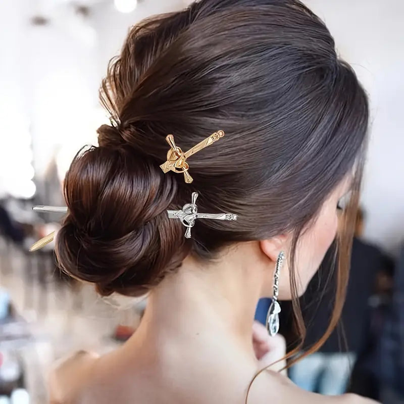 Fantasy Metal Sword Hairpins, Elegant for Updos, or Suitable for Daily