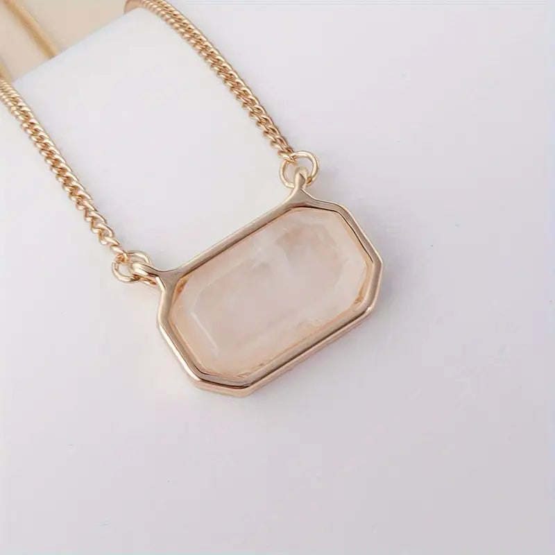Classy Natural Stone Pendant Necklace - Simple Zinc Alloy Necklace
