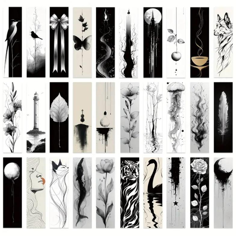 Classy Black & White Bookmarks