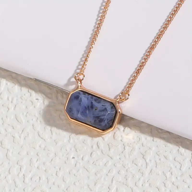 Classy Natural Stone Pendant Necklace - Simple Zinc Alloy Necklace
