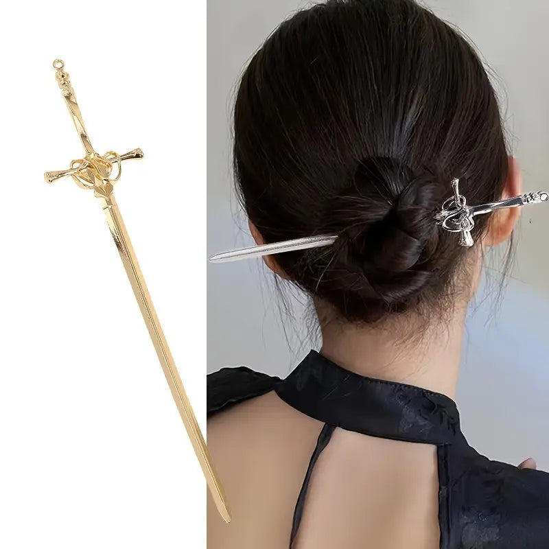 Fantasy Metal Sword Hairpins, Elegant for Updos, or Suitable for Daily