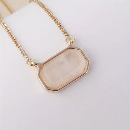 Classy Natural Stone Pendant Necklace - Simple Zinc Alloy Necklace