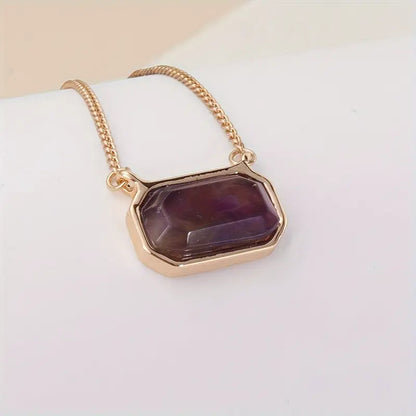 Classy Natural Stone Pendant Necklace - Simple Zinc Alloy Necklace